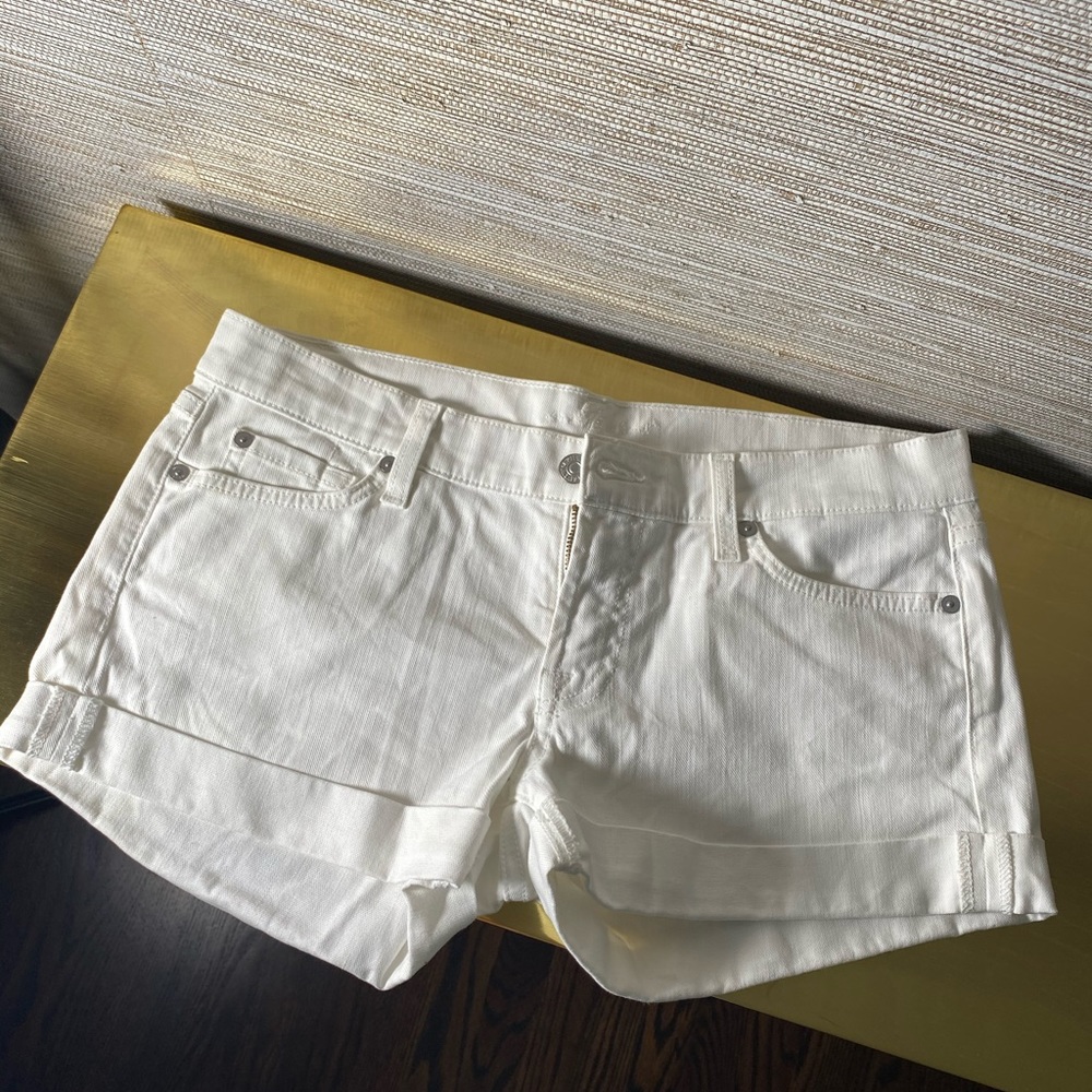 7 For All Mankind White Denim Shorts